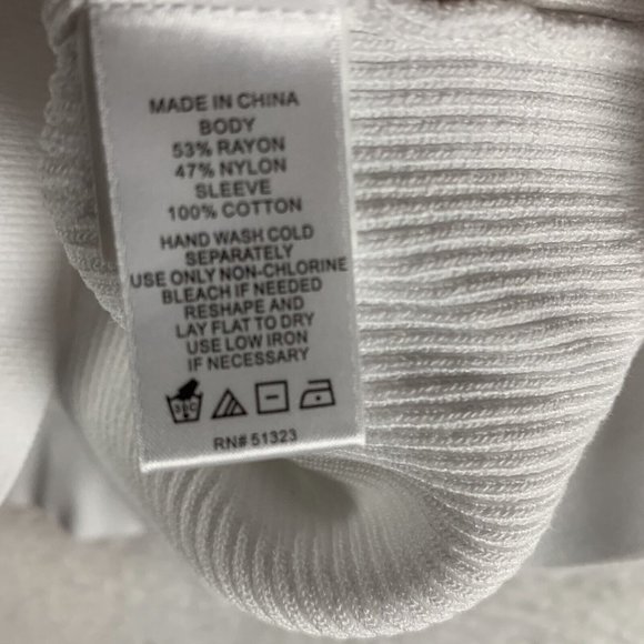 CeCe Sweater Women's XL Ultra White Puff Sleeve Ribbed Pullover Scoop Neck S7904 - Picture 6 of 8